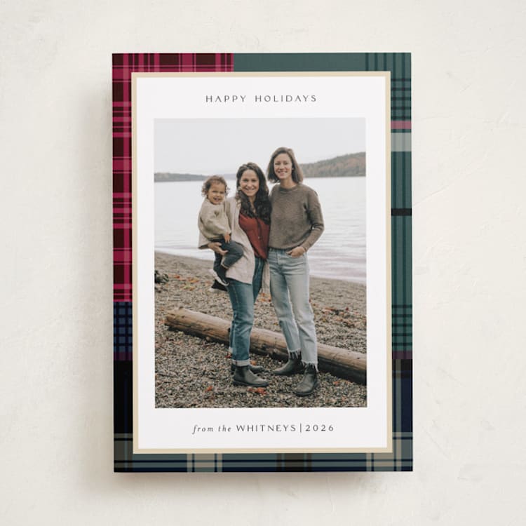 "Antiqued Plaid" - Holiday Cards in Fir by Makewells - Front