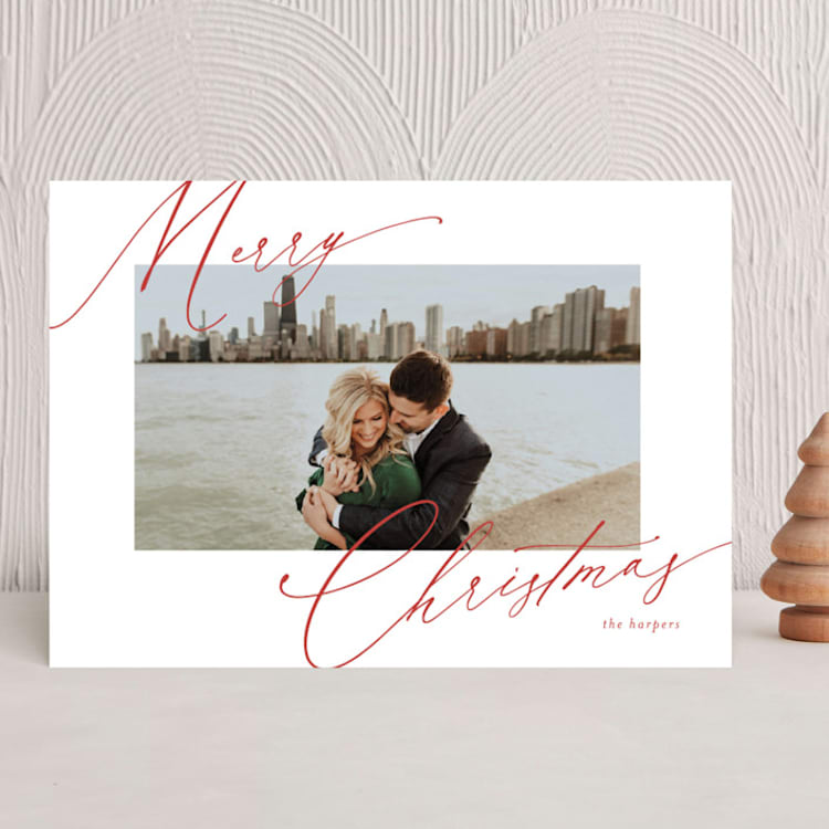"Scripted Greeting" - Holiday Cards in Holly by Kasia Labocki - Front