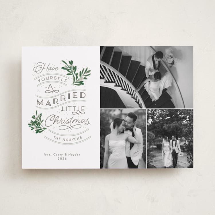 "A Little Married" - Holiday Cards in Evergreen by Sarah Brown - Front