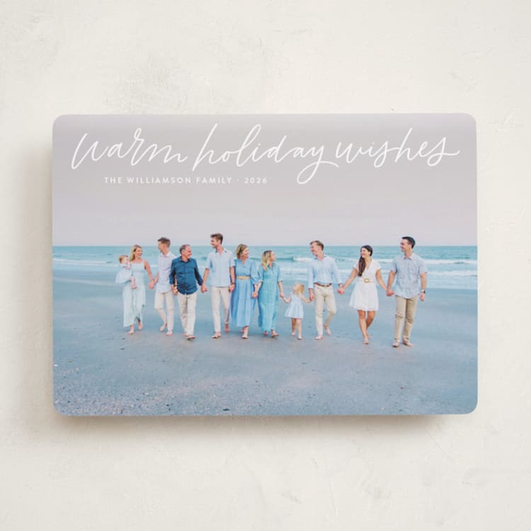 "Warm Holiday Wishes Script" - Holiday Cards in Snow by Kristen Magee - Front