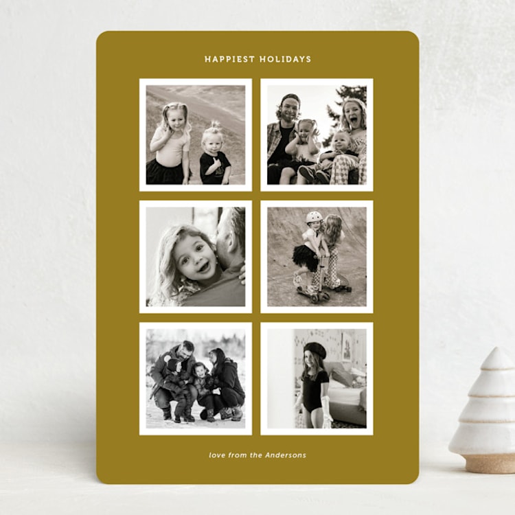 "Brightly Framed" - Holiday Cards in Mustard by Wendy Chung - Front
