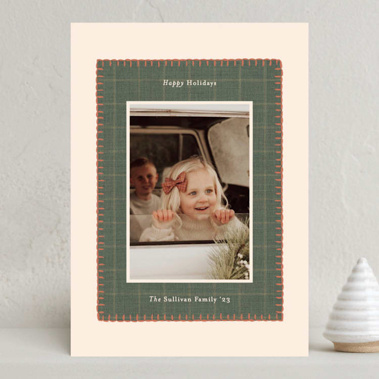"Blanket Stitch" - Holiday Cards in Evergreen by Julie Murray - Front