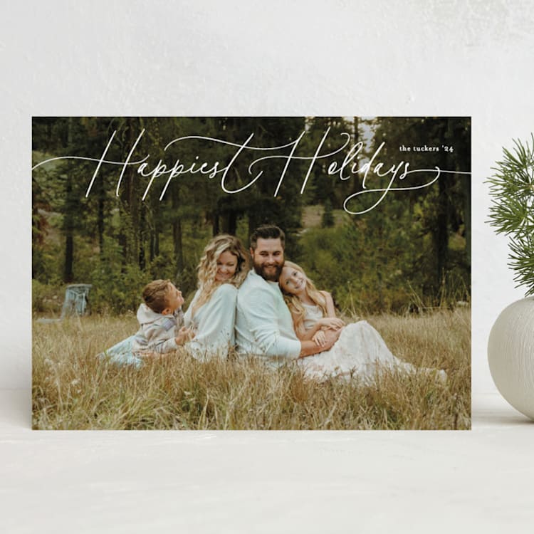 "Holiday Script" - Holiday Cards in Snowball by Erica Krystek - Front