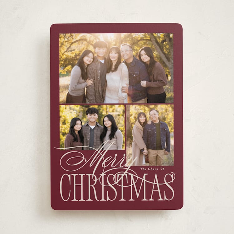 "Elegant Three" - Holiday Cards in Mulberry by Brianne Larsen - Front