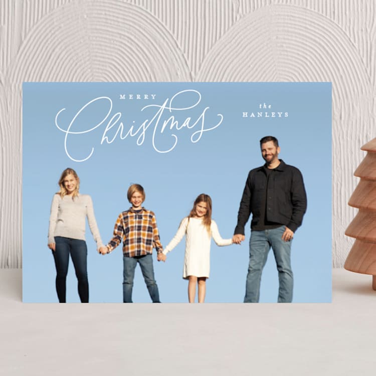 "Simply Script" - Holiday Cards in Snowflake by Everett Paper Goods - Front