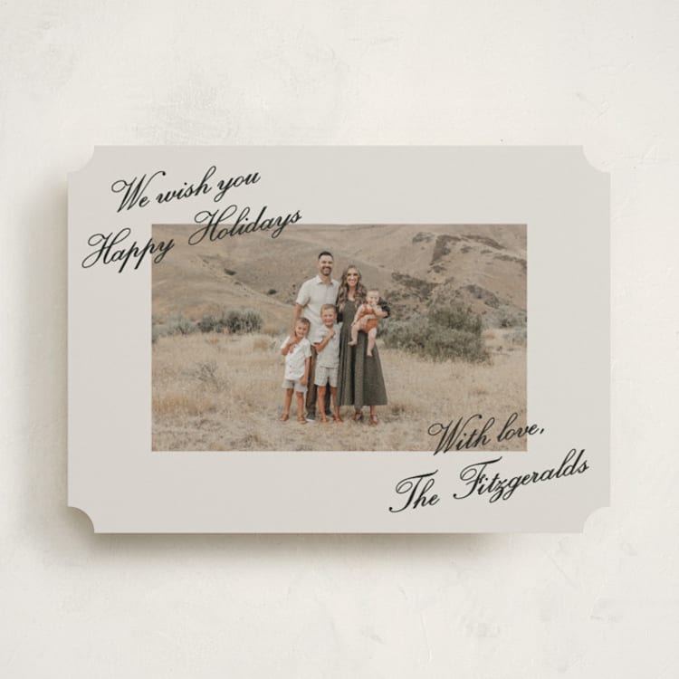 "Holiday Scripted Corners" - Holiday Cards in Coal by Jackie Crawford - Front