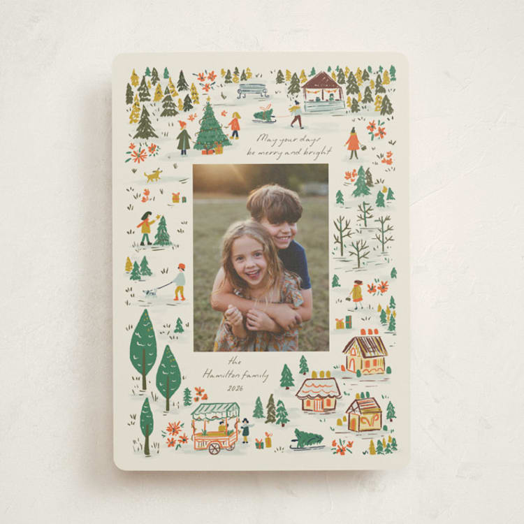 "Winter Market" - Holiday Cards in Jolly by Vera Lim - Front