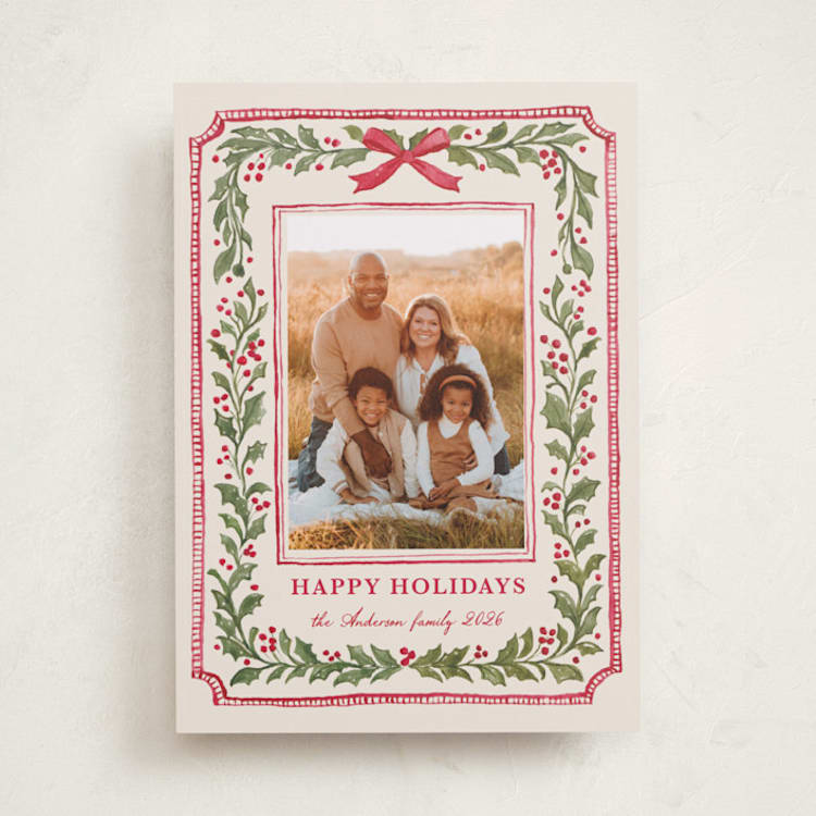 "Classic Holly Elegance" - Holiday Cards in Holly Berry by ForeverPrint - Front