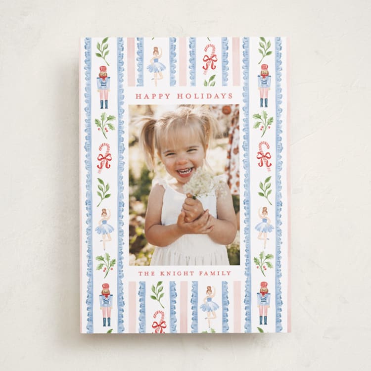 Nutcracker pattern Holiday Photo Cards