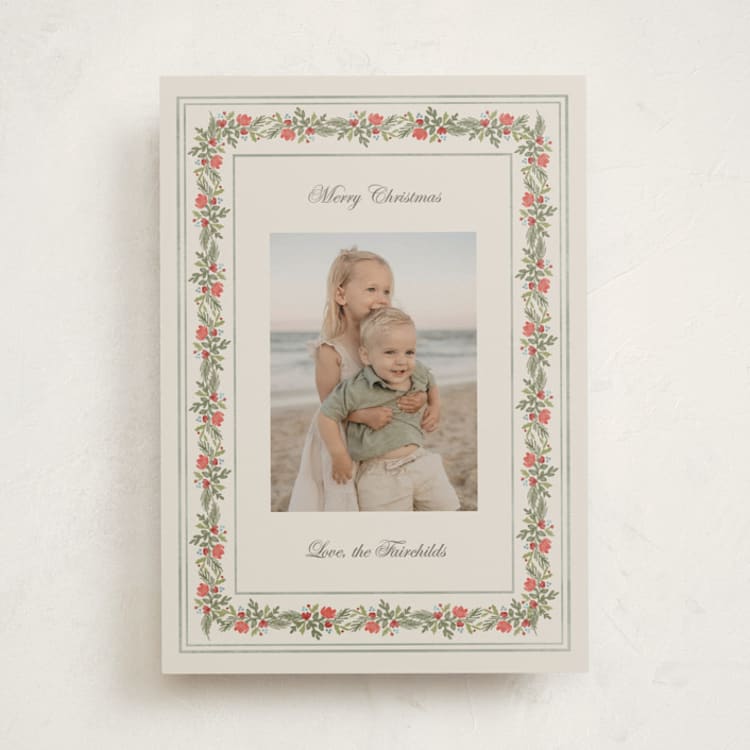 "merry frame greenery" - Holiday Cards in Vanilla by Lori Wemple - Front