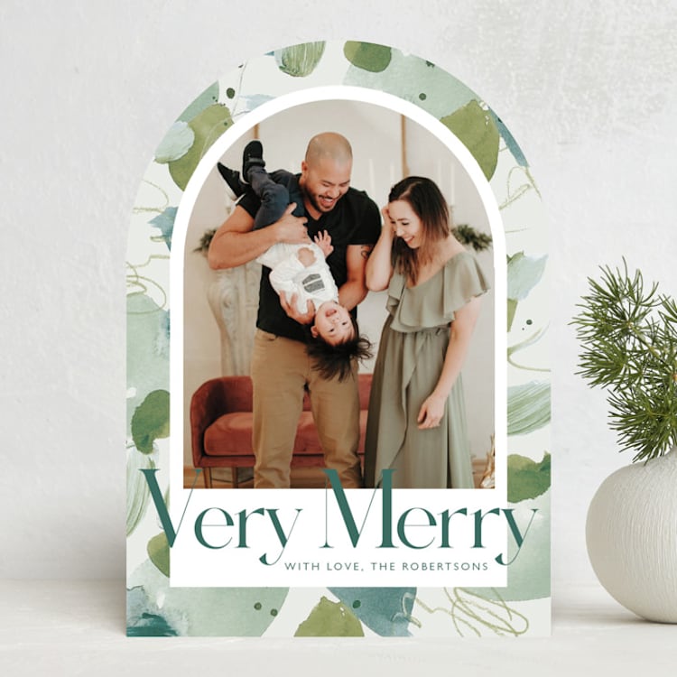 "Very Merry Arch" - Holiday Cards in Ocean by Chelsea Petaja - Front