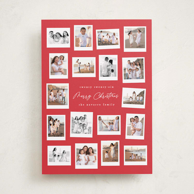"Many Merry Moments" - Holiday Cards in Candy Cane by Hooray Creative - Front