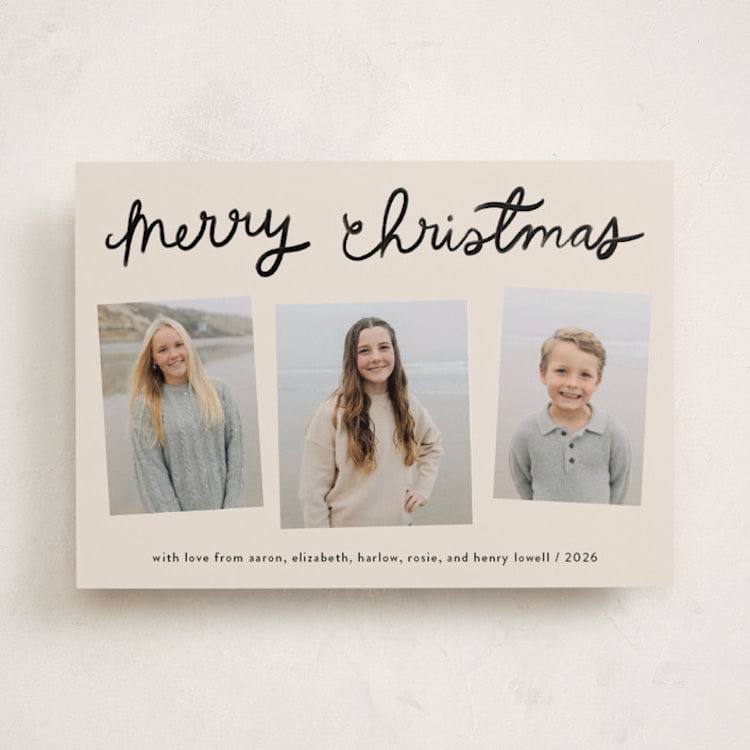 "Lettered Whimsy" - Holiday Cards in Coal by Kercia Jane - Front