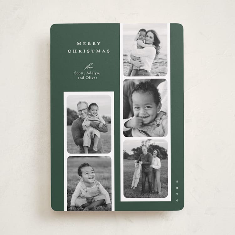 "Peppermint Strip" - Holiday Cards in Evergreen by Carrie ONeal - Front