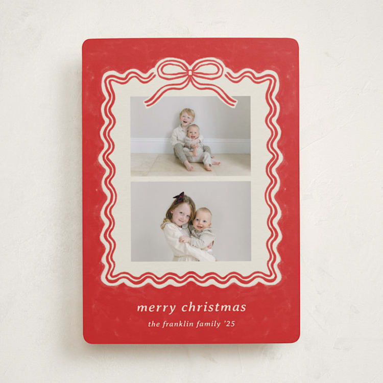 "Brushed Bow" - Holiday Cards in Cranberry by Kercia Jane - Front