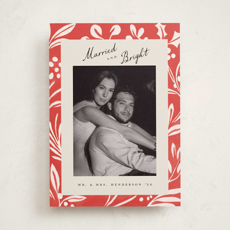 "Bold Botanicals" - Holiday Cards in Candy Cane by Teju Reval - Front