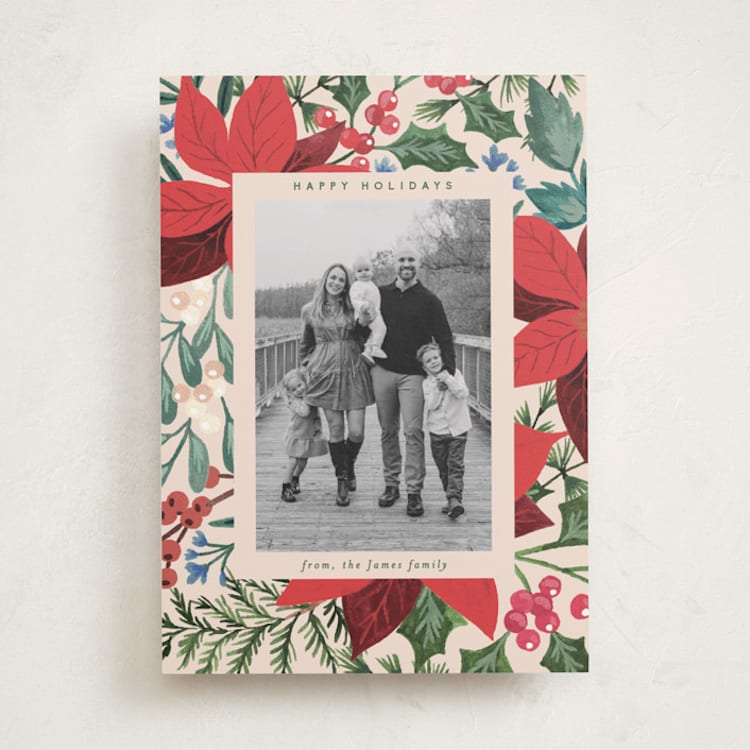 Bold Floral Holiday Photo Cards