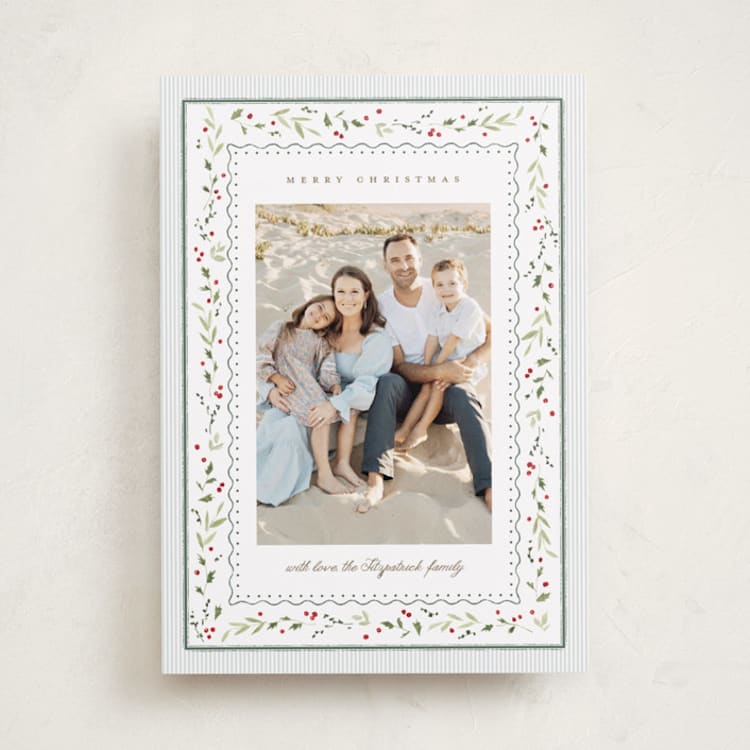 "Newport Frame" - Holiday Cards in Juniper by Everett Paper Goods - Front