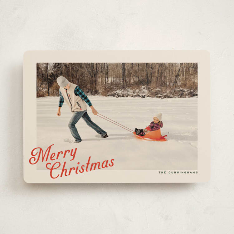 "Vintage Postcard" - Holiday Cards in Peppermint by Ekko Studio - Front