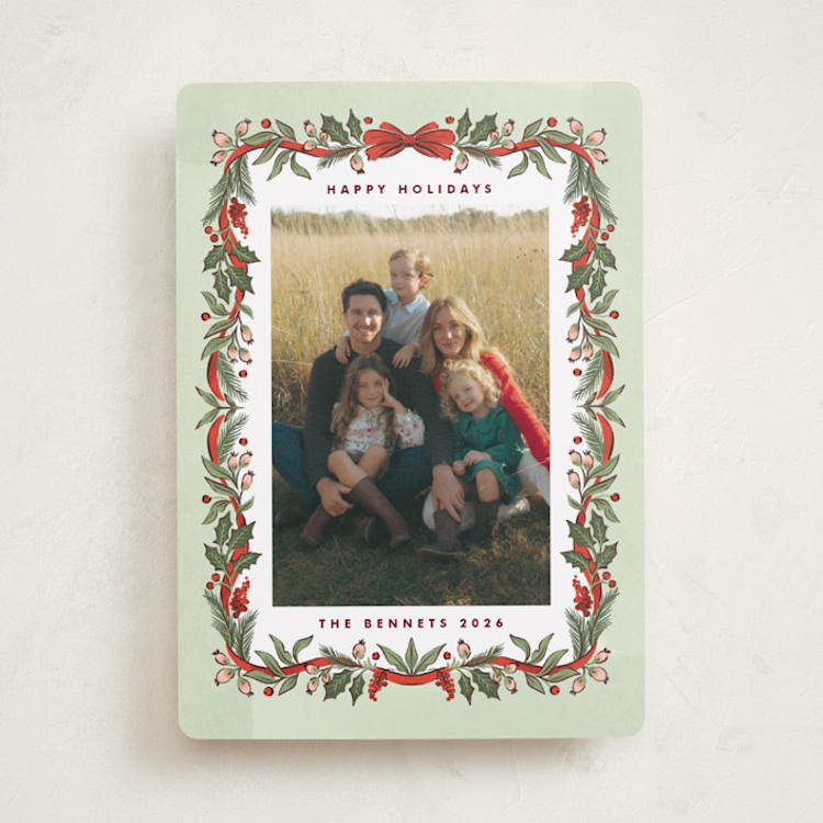 "Garland Greens" - Holiday Cards in Holly Berry by Kristen Smith - Front