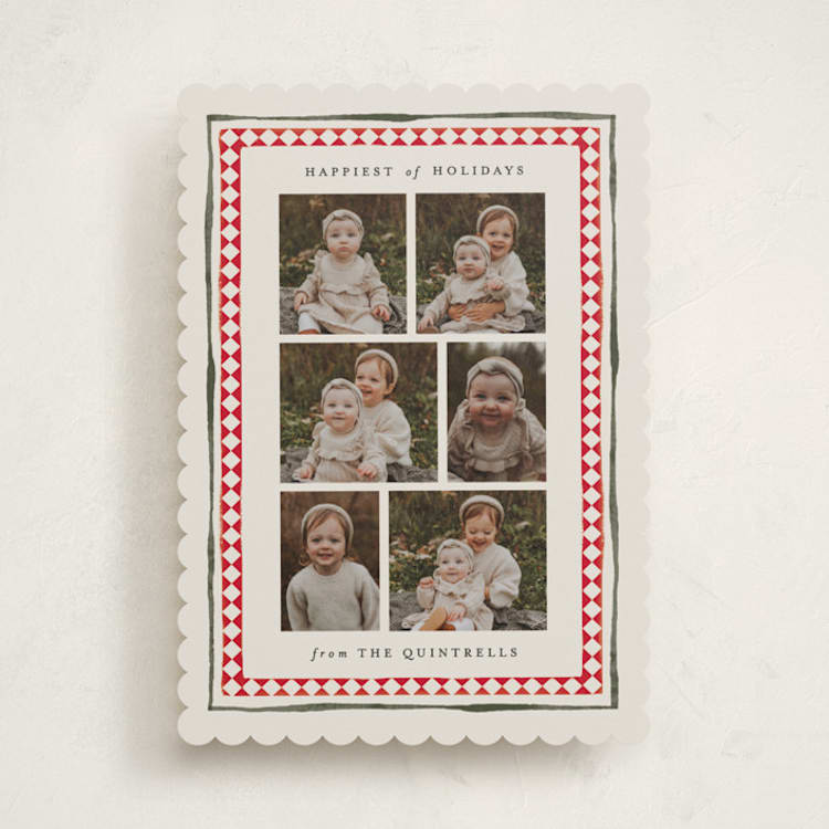 "Holiday Diamond Border" - Holiday Cards in Candy Cane by Jackie Crawford - Front