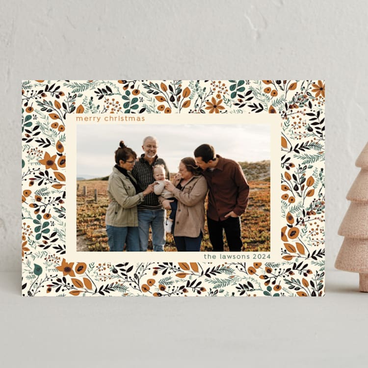 "Winter flora pattern" - Holiday Cards in Caramel by Tatjana Koraksic - Front