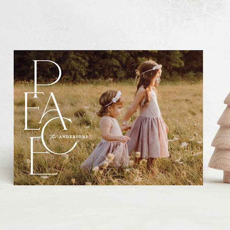 "A Simple Peace" - Holiday Cards in Snow by GeekInk Design - Front