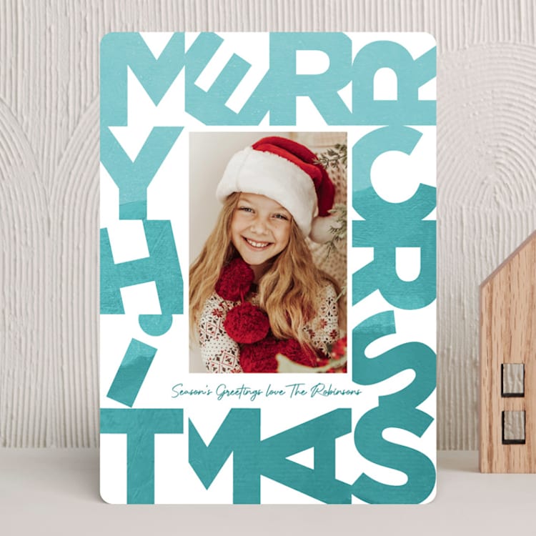 "Quilted Holiday" - Holiday Cards in Blue Spruce by Carrie ONeal - Front