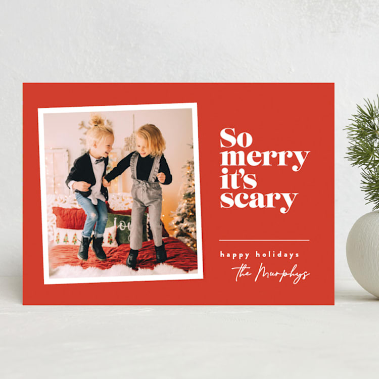 "So Merry" - Holiday Cards in Peppermint by Carly Reed Walker - Front
