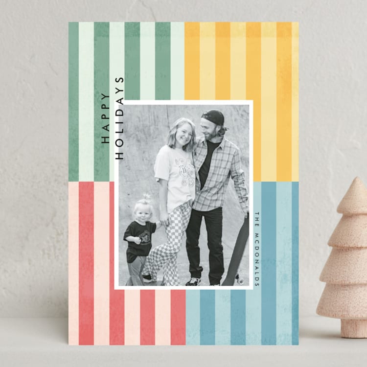 "Happy Stripe" - Holiday Cards in Winter by Anna Elder - Front