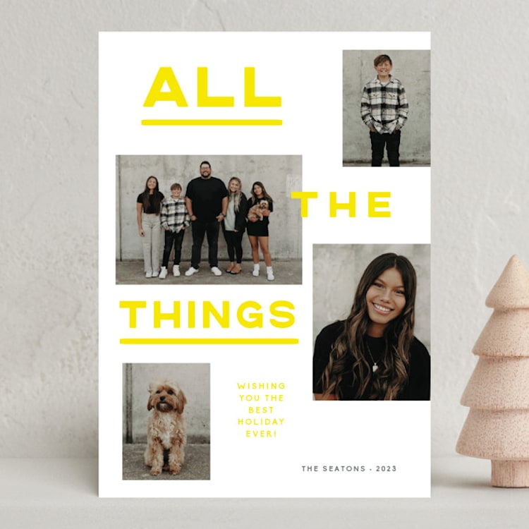"All the Things" - Holiday Cards in Lemon Meringue by Robin Ott - Front