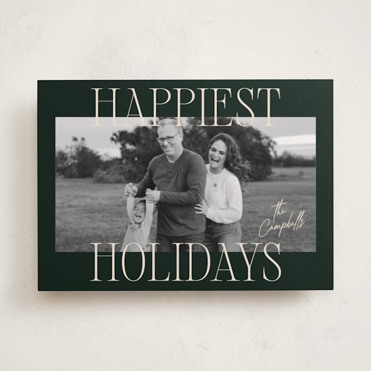 "Glam Greeting" - Holiday Cards in Evergreen by Ekko Studio - Front