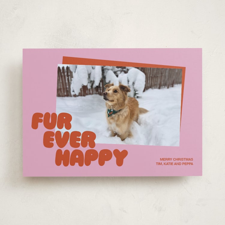"Furever" - Holiday Cards in Berry by Inkblot Design - Front