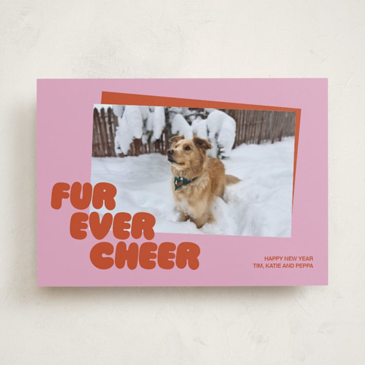 "Furever" - Holiday Cards in Berry by Inkblot Design - Front