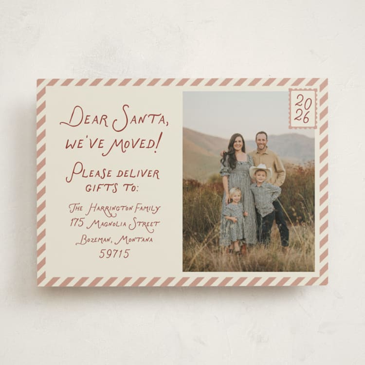 "Dear Santa, We've Moved!" - Holiday Cards in Toffee by Rebecca Dymon - Front
