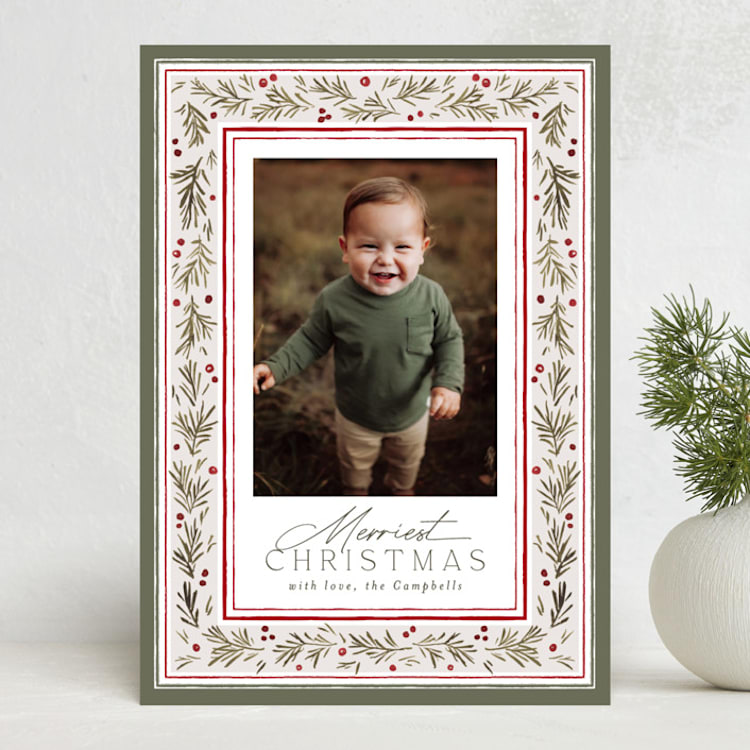 "Pine Frame" - Holiday Cards in Wreath by Everett Paper Goods - Front