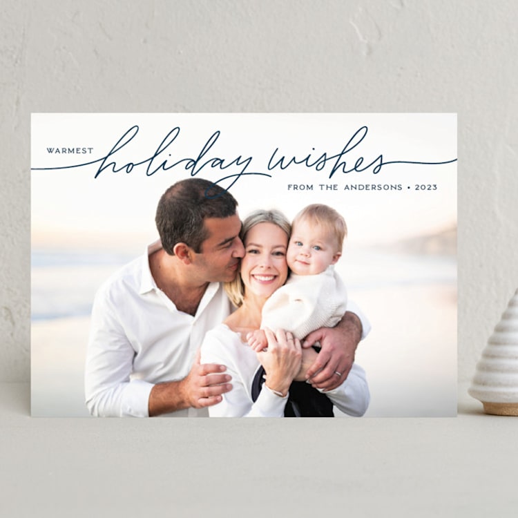 "Scripty Holiday Wishes" - Holiday Cards in Midnight Clear by Kristen Magee - Front