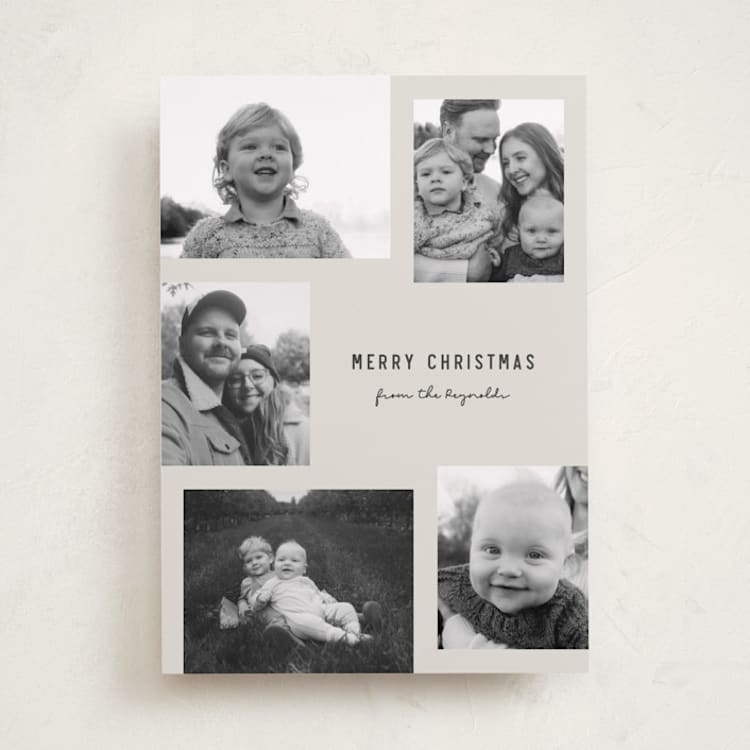 "Modern Collage" - Holiday Cards in Fog by Brianne Larsen - Front