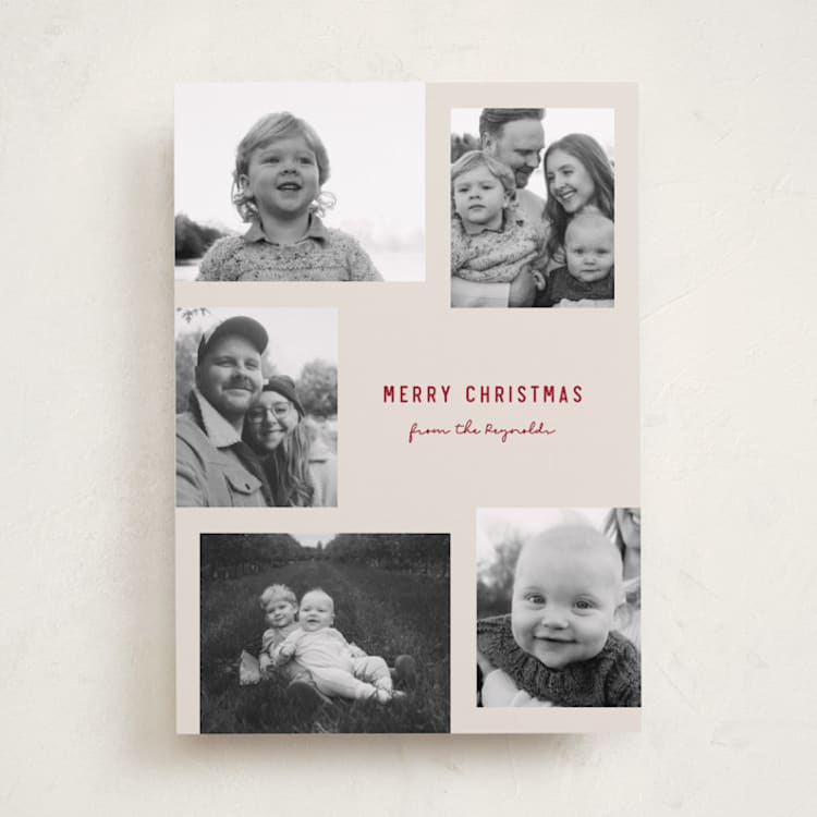 "Modern Collage" - Holiday Cards in Berry by Brianne Larsen - Front