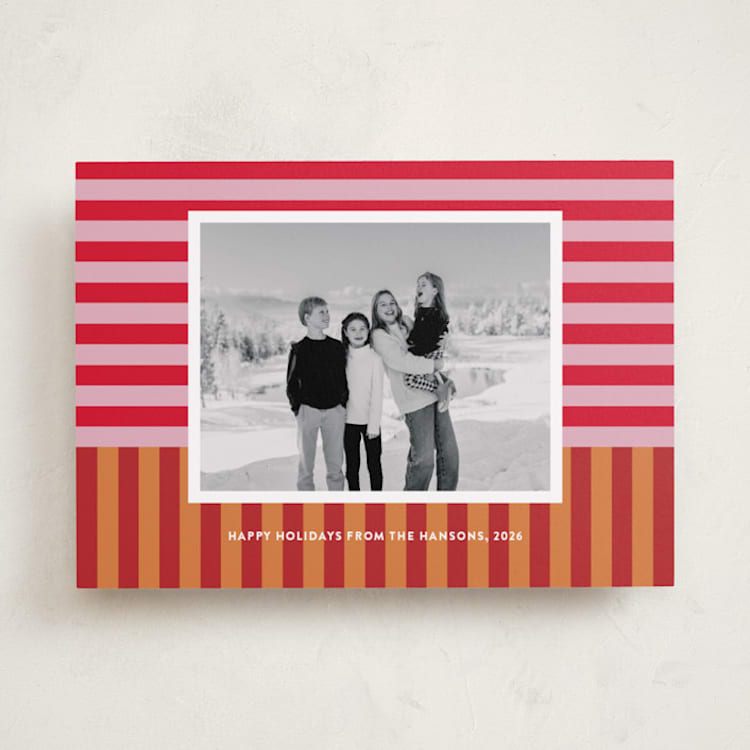 "Festive Stripes" - Holiday Cards in Nutmeg by Shari Margolin - Front