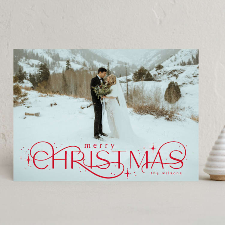 "Delicate Christmas" - Holiday Cards in Merlot by Makewells - Front
