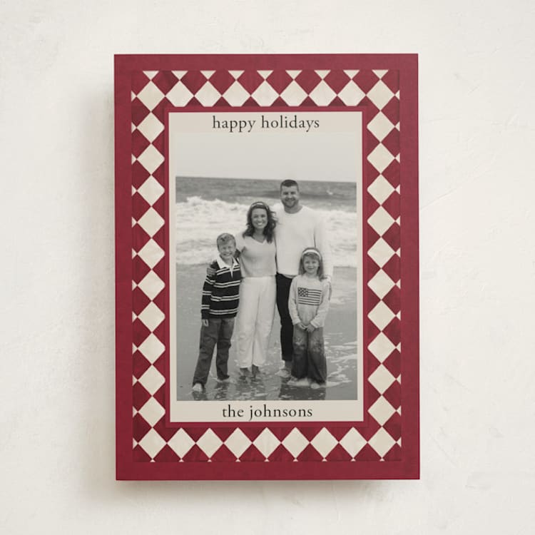 "Marble Diamond" - Holiday Cards in Burgundy by Angel Walker - Front