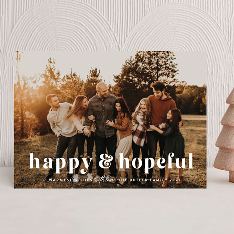"Happy & Hopeful" - Holiday Cards in Snow by Melanie Severin - Front