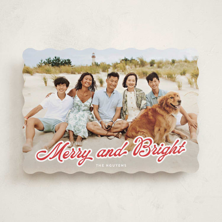 "b r i g h t" - Holiday Cards in Cranberry by Sara Hicks Malone - Front