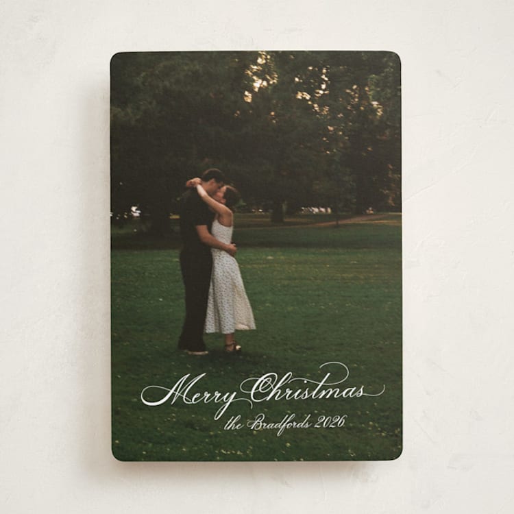 "Formal Script" - Holiday Cards in Pearl by Nicole Walsh - Front