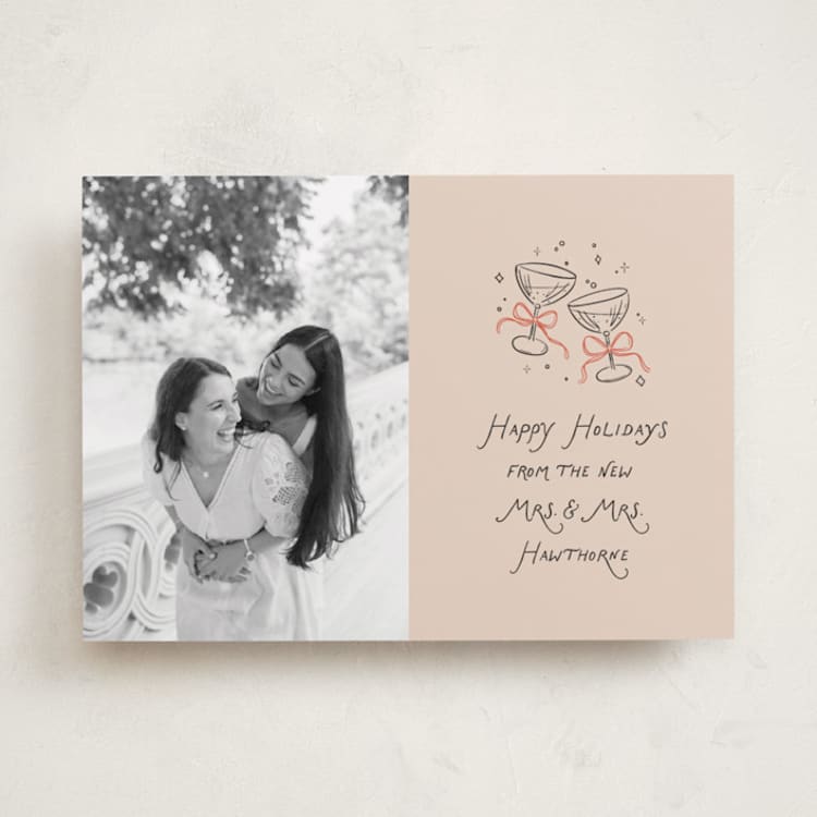 "Newlywed Toast" - Holiday Cards in Candied Grapefruit by Randi Cirelli - Front