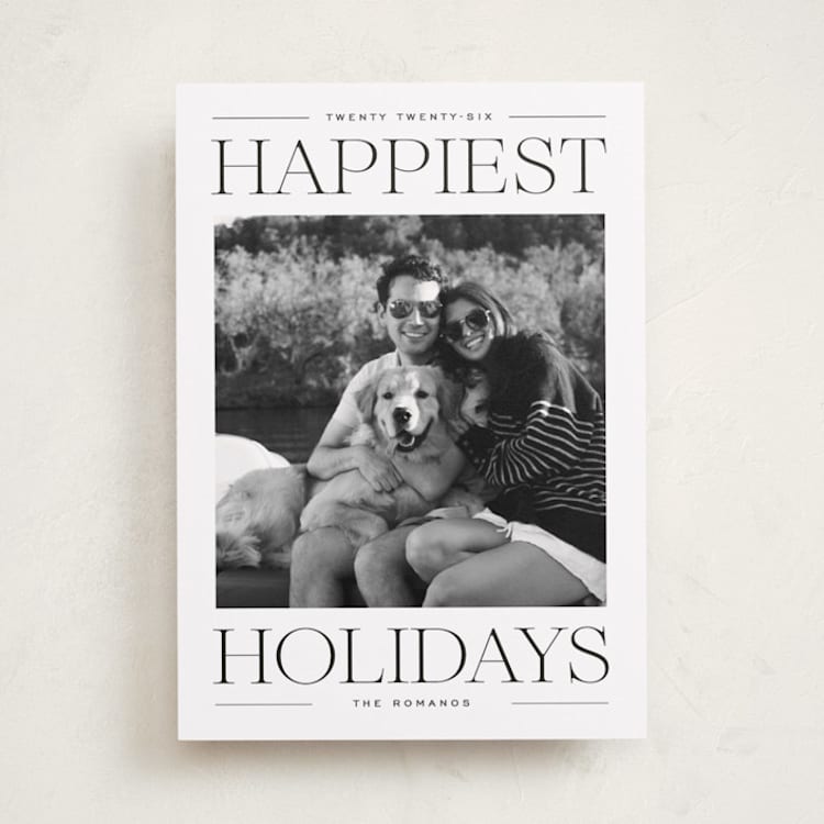 "Modern Editorial" - Holiday Cards in Licorice by Ekko Studio - Front