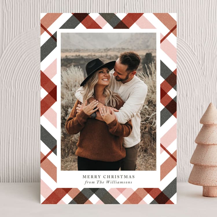 "Merry Plaid" - Holiday Cards in Mulled Wine by Kristen Magee - Front