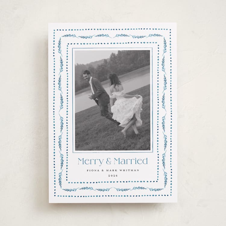 "Nostalgic Ribbon Border" - Holiday Cards in Celestial by Erika Firm - Front