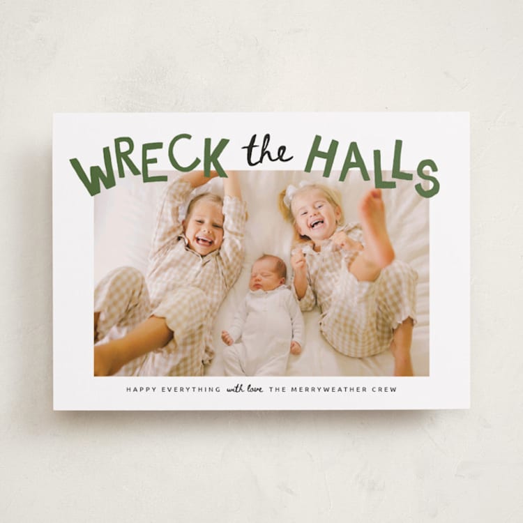 "wreck the halls with boughs of jolly" - Holiday Cards in Tree Farm by Kamala Nahas - Front